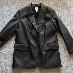 black h&m leather blazer